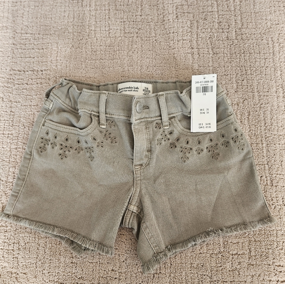 Abercrombie Kids Gray Embroidered Shorts